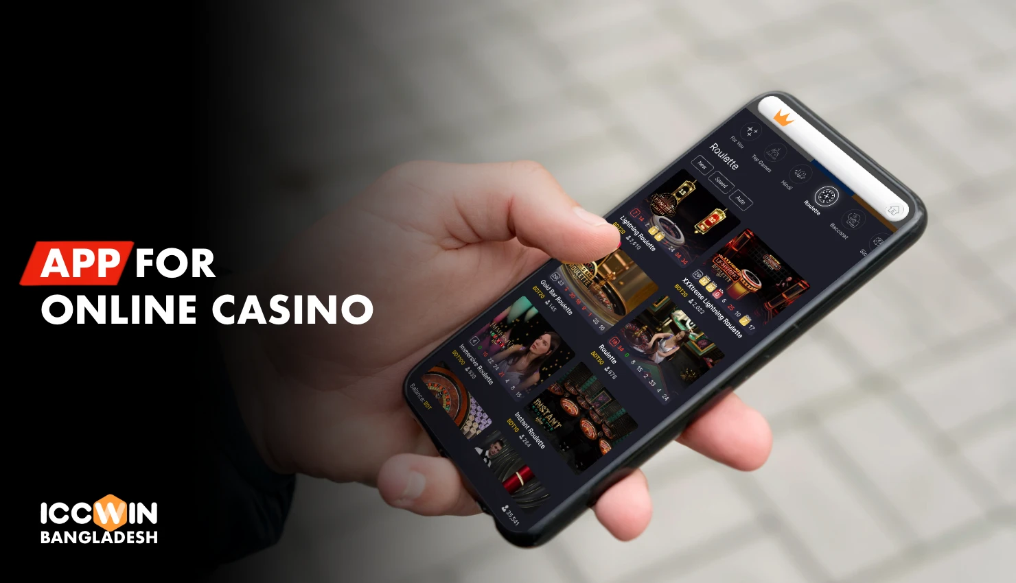 The Iccwin app also includes a casino section with slots as well as live dealer games