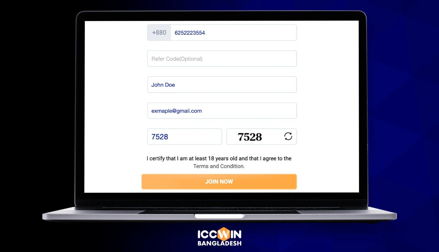 Confirm your registration on the Iccwin platform to create an account